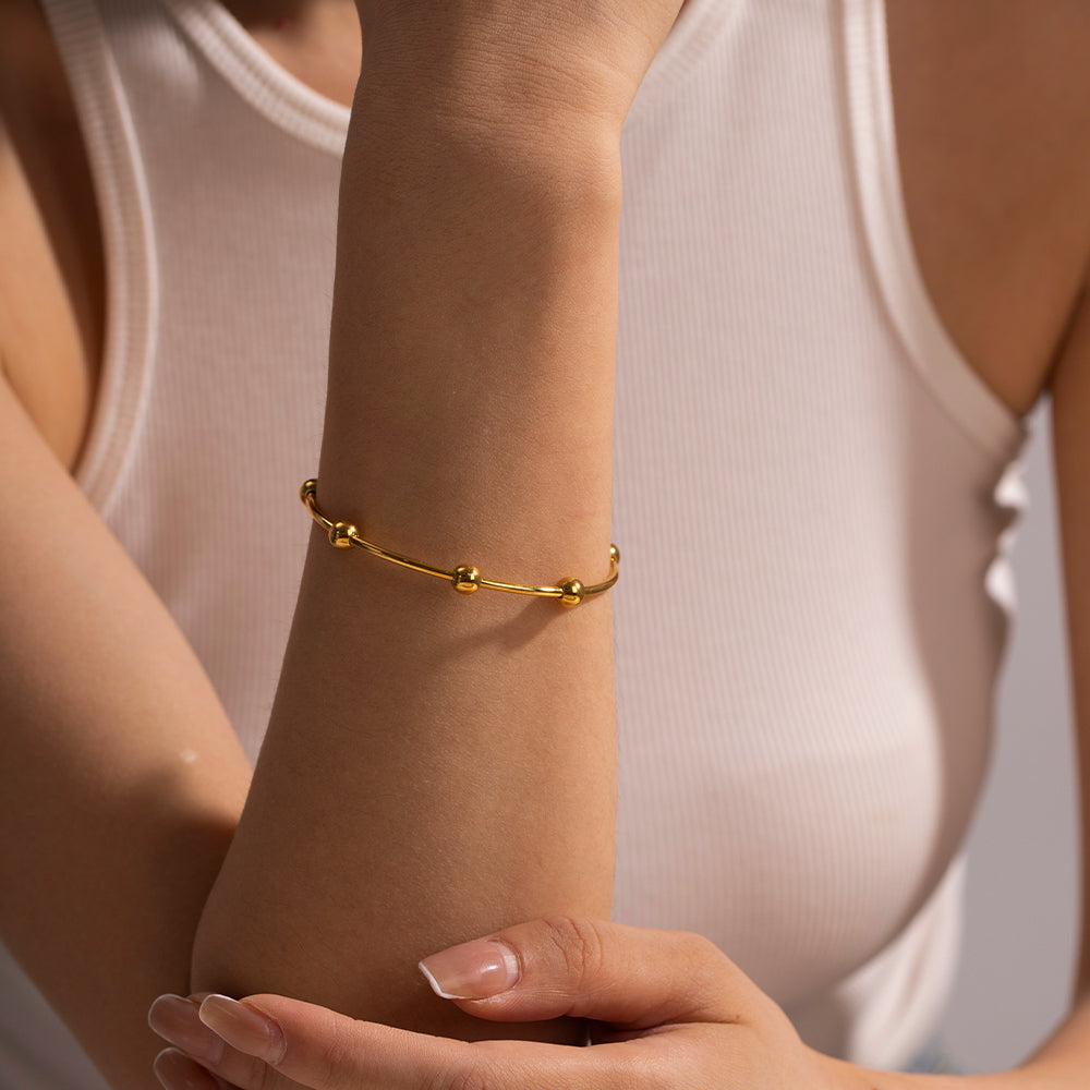 Diorelle Bead Cuff Premium Bracelet - 18K Gold Plated