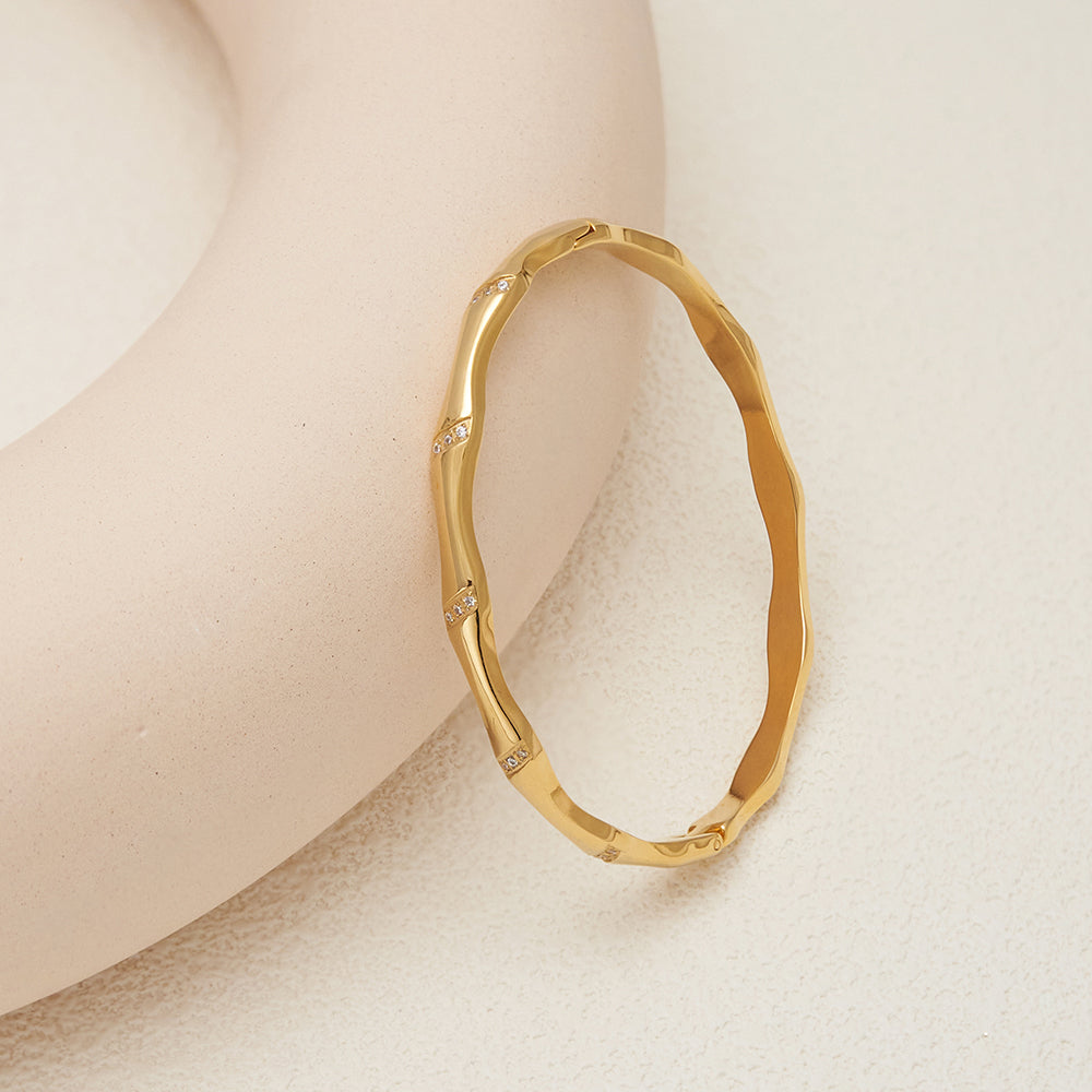 Bamboo Glow Designer Premium Cuff - 18K Gold Plated