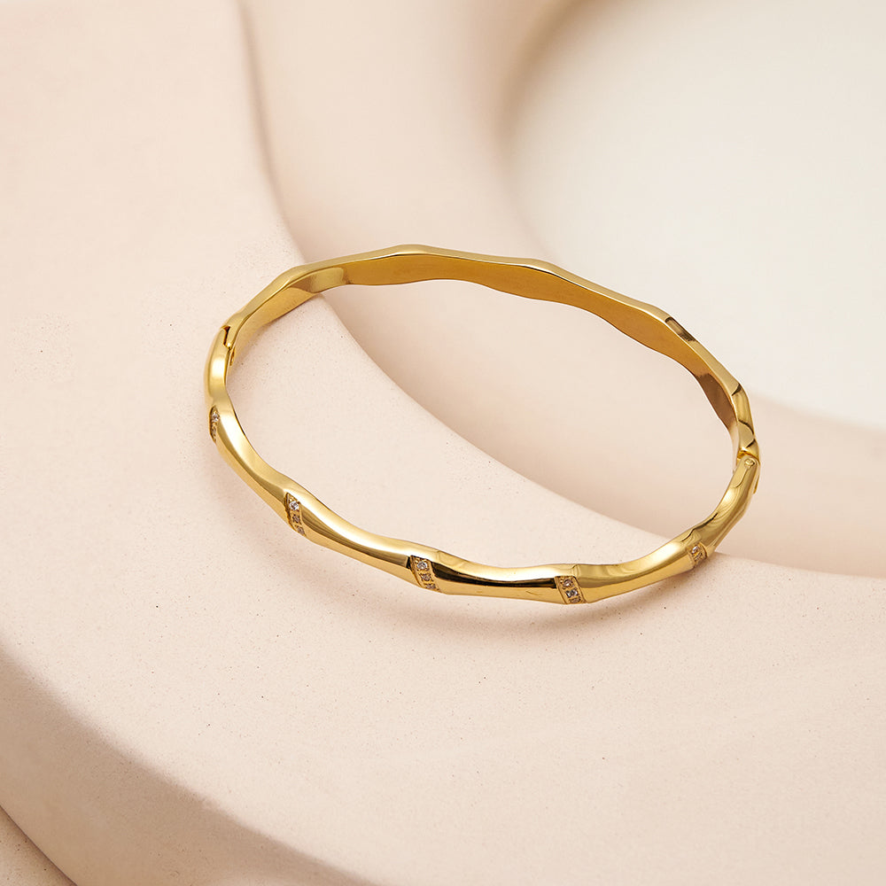 Bamboo Glow Designer Premium Cuff - 18K Gold Plated