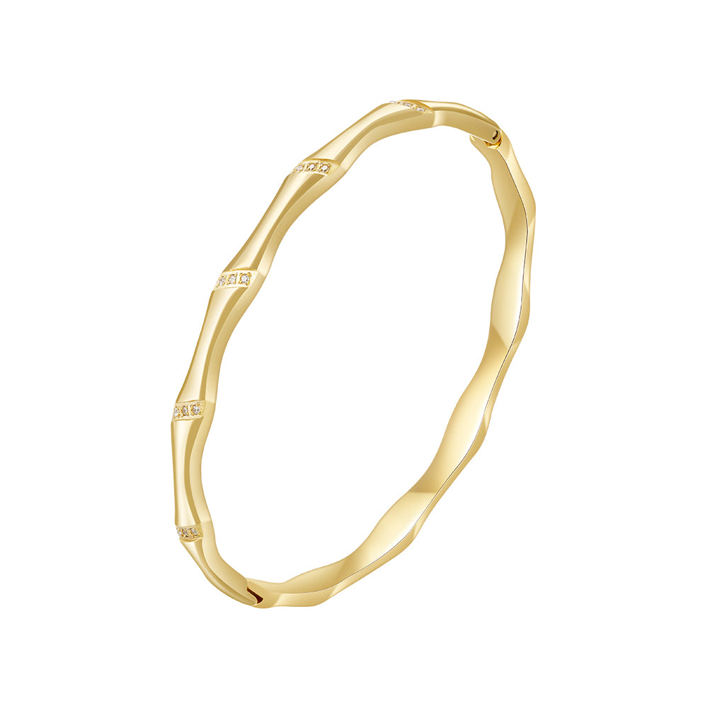 Bamboo Glow Designer Premium Cuff - 18K Gold Plated