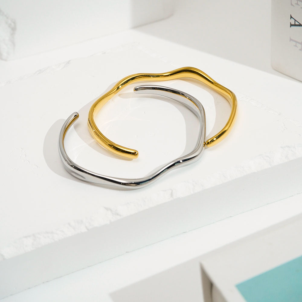 Tula Irregular Cuff Designer Premium Bracelet - 18K Gold Plated
