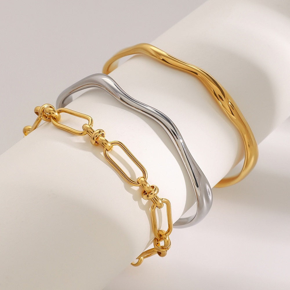 Tula Irregular Cuff Designer Premium Bracelet - 18K Gold Plated