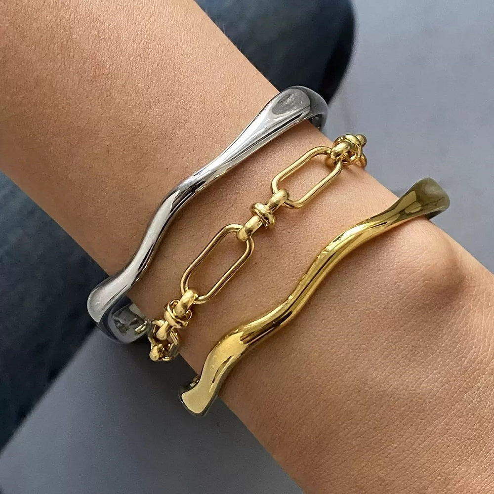 Tula Irregular Cuff Designer Premium Bracelet - 18K Gold Plated