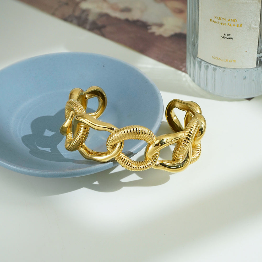 Sia Cuff Designer Premium Bracelet - 18K Gold Plated