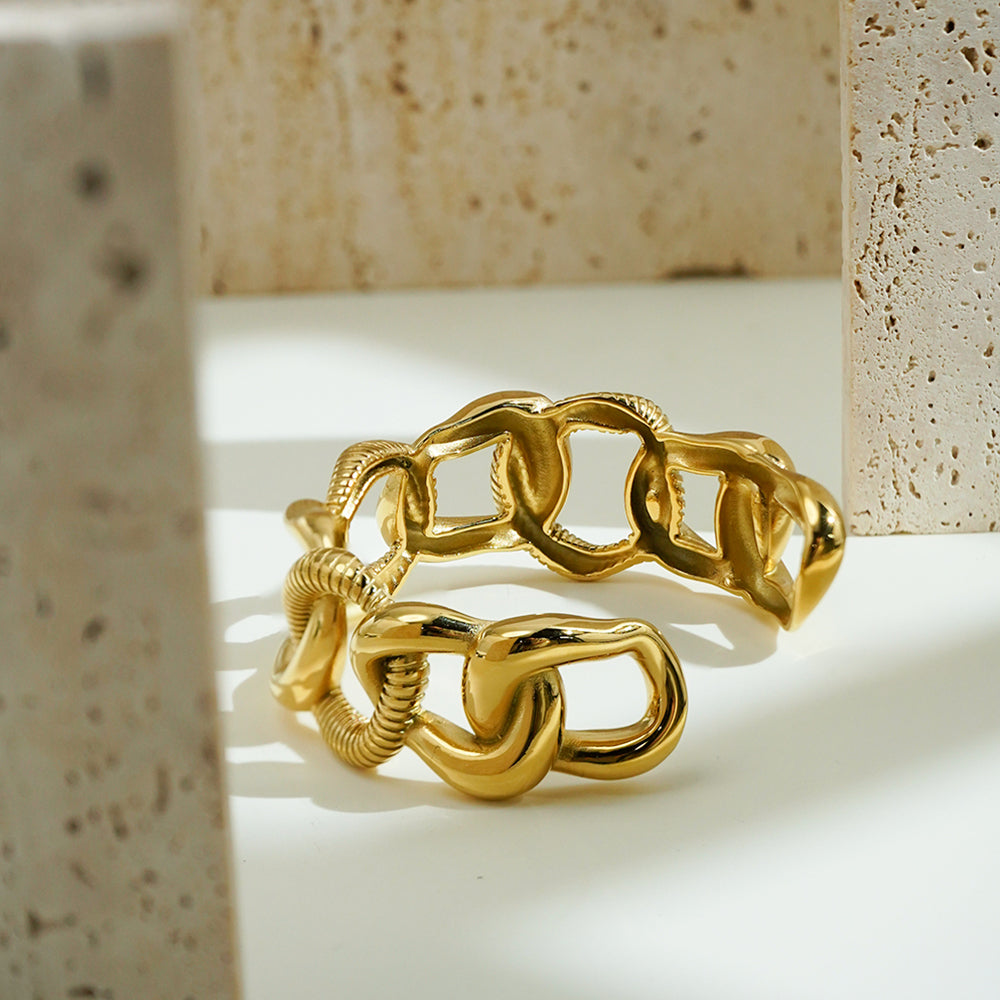 Sia Cuff Designer Premium Bracelet - 18K Gold Plated