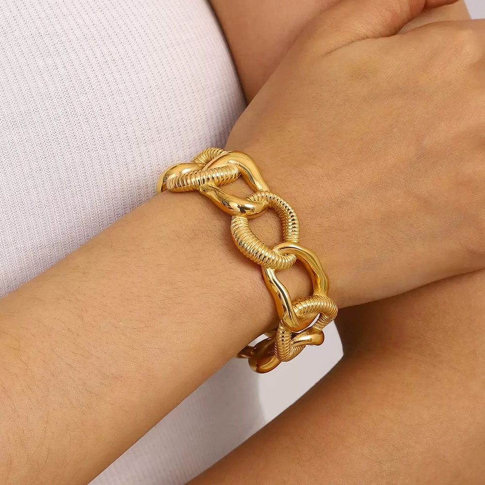 Sia Cuff Designer Premium Bracelet - 18K Gold Plated