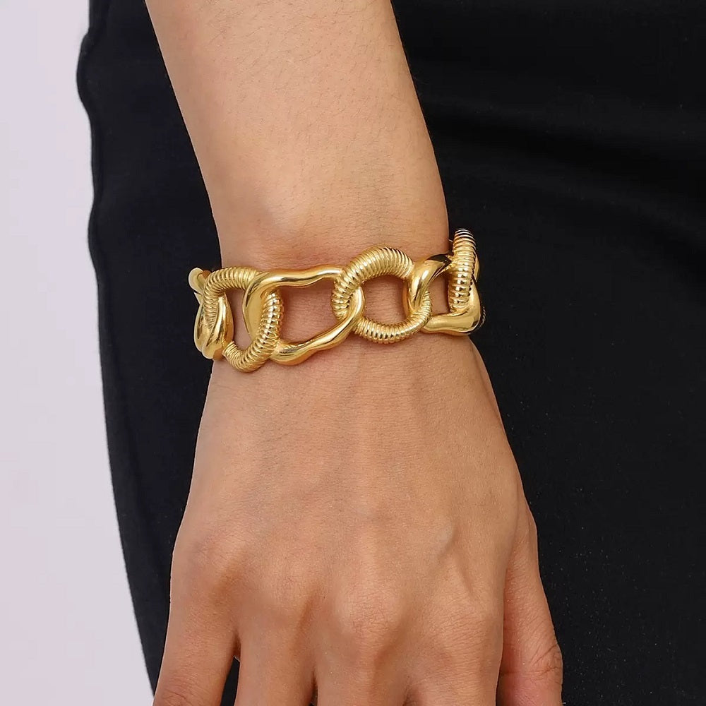 Sia Cuff Designer Premium Bracelet - 18K Gold Plated