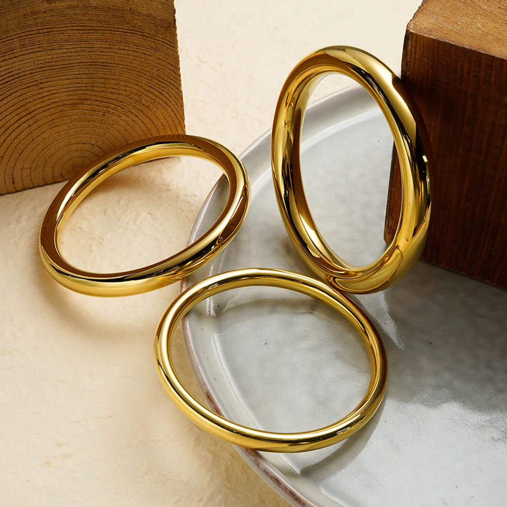 Eda Thick Bangle Designer Premium Bracelet - 18K Gold Plated