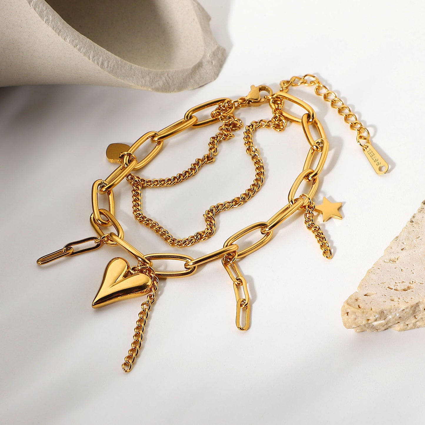 Heart Tassle Premium Bracelet - 18K Gold Plated