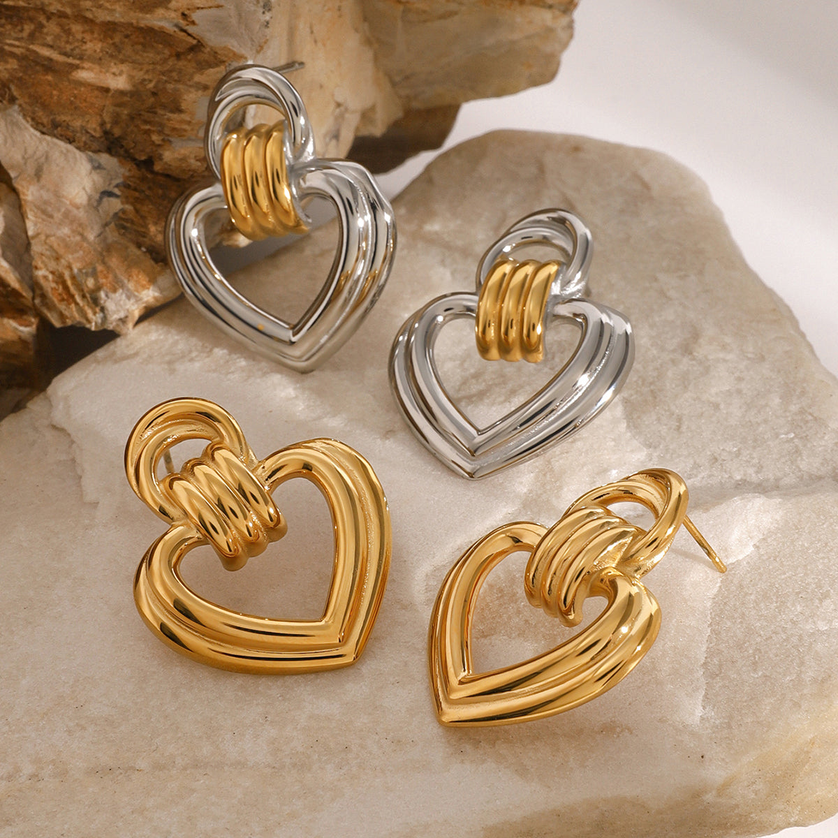 Alva Heart Hoop Premium Earrings - 18K Gold Plated