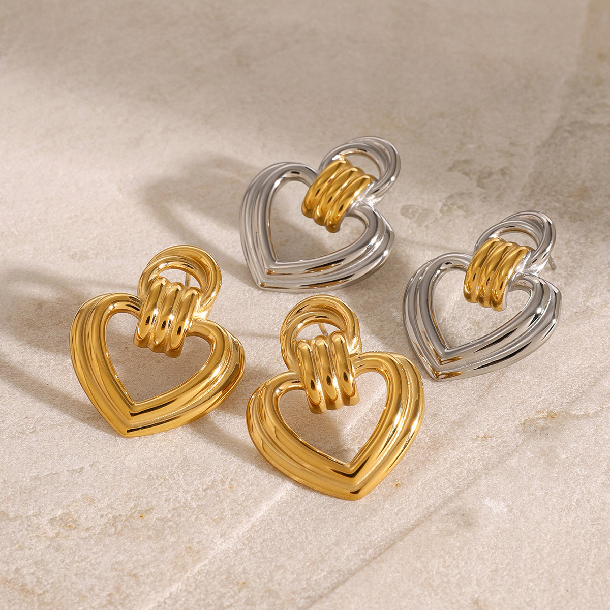 Alva Heart Hoop Premium Earrings - 18K Gold Plated