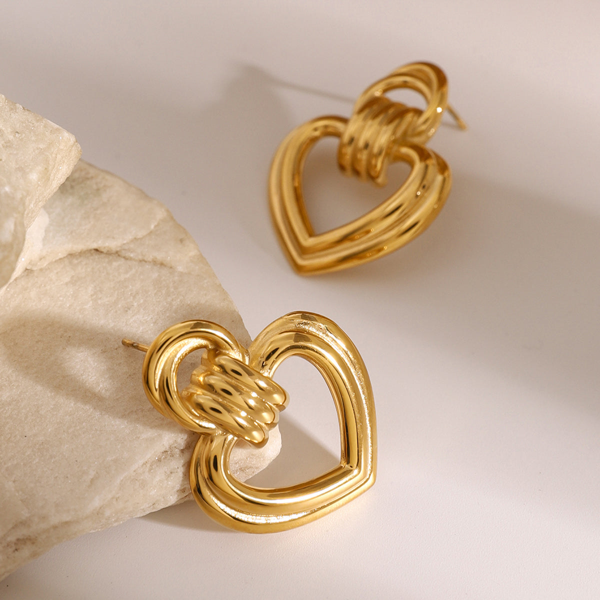 Alva Heart Hoop Premium Earrings - 18K Gold Plated