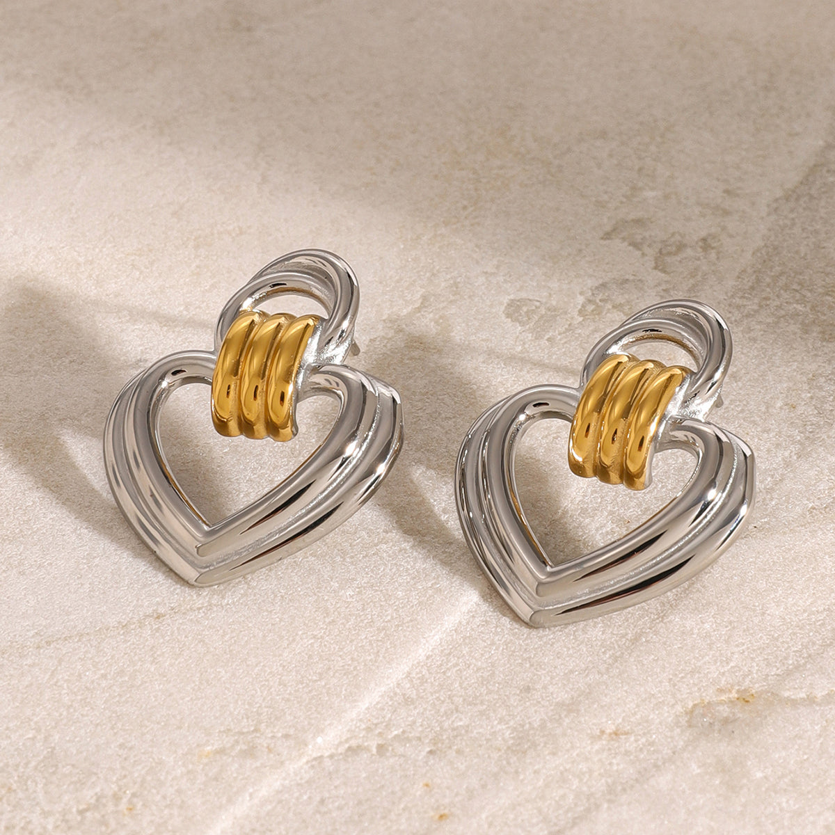 Alva Heart Hoop Premium Earrings - 18K Gold Plated