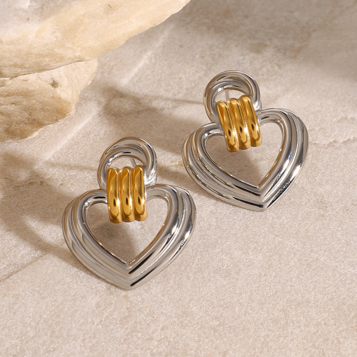 Alva Heart Hoop Premium Earrings - 18K Gold Plated