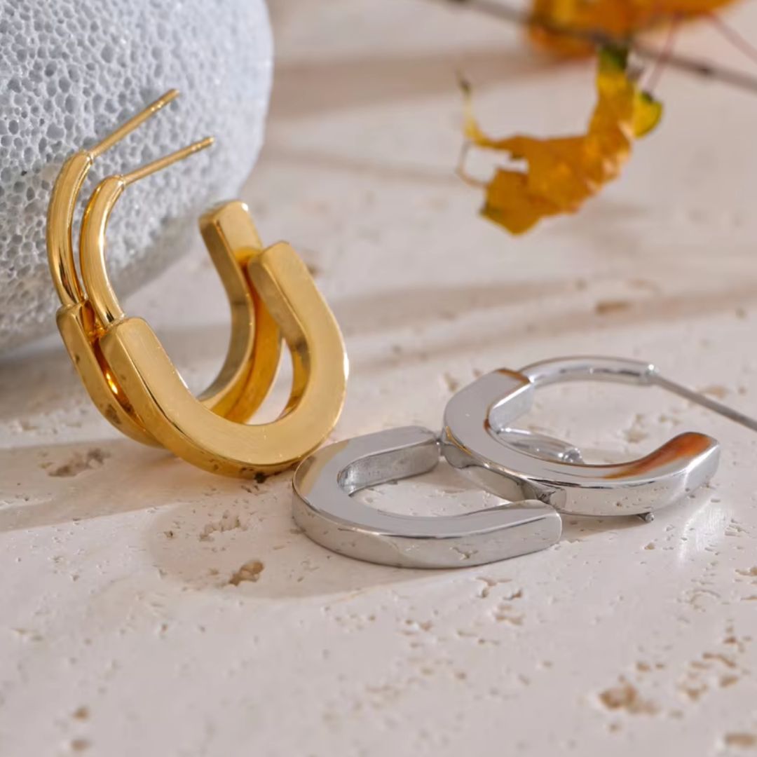 Roselle Hoop Premium Earrings - 18K Gold Plated