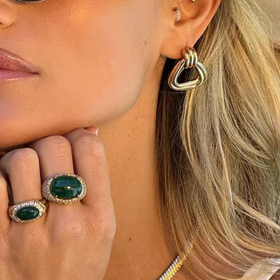 Orla Triangular Premium Earrings - 18K Gold Plated