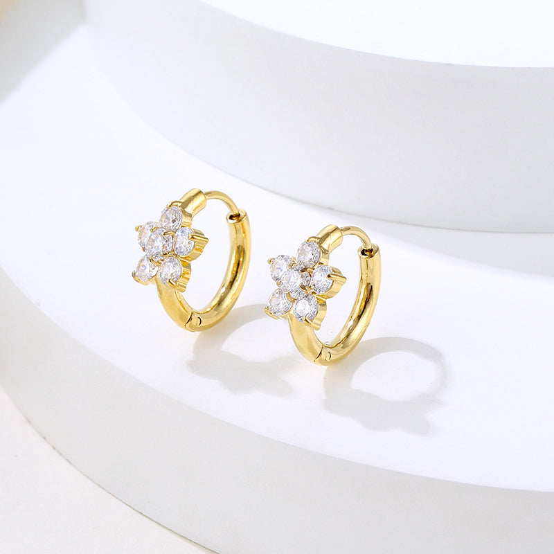 Anya Flora Hoop Premium Earrings - 18K Gold Plated