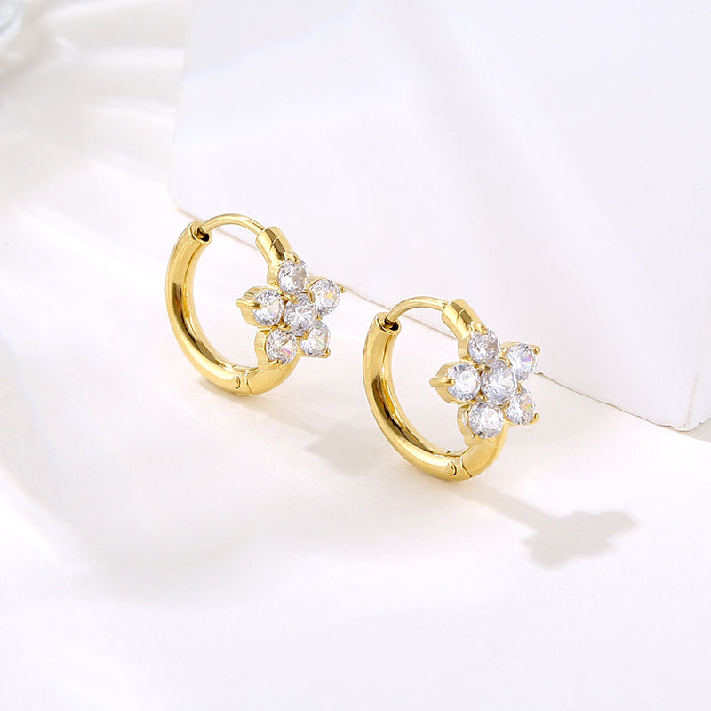 Anya Flora Hoop Premium Earrings - 18K Gold Plated