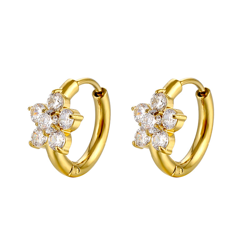 Anya Flora Hoop Premium Earrings - 18K Gold Plated