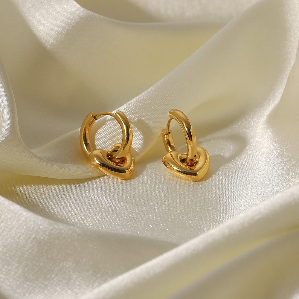 Elra Heart Hoop Premium Earrings - 18K Gold Plated