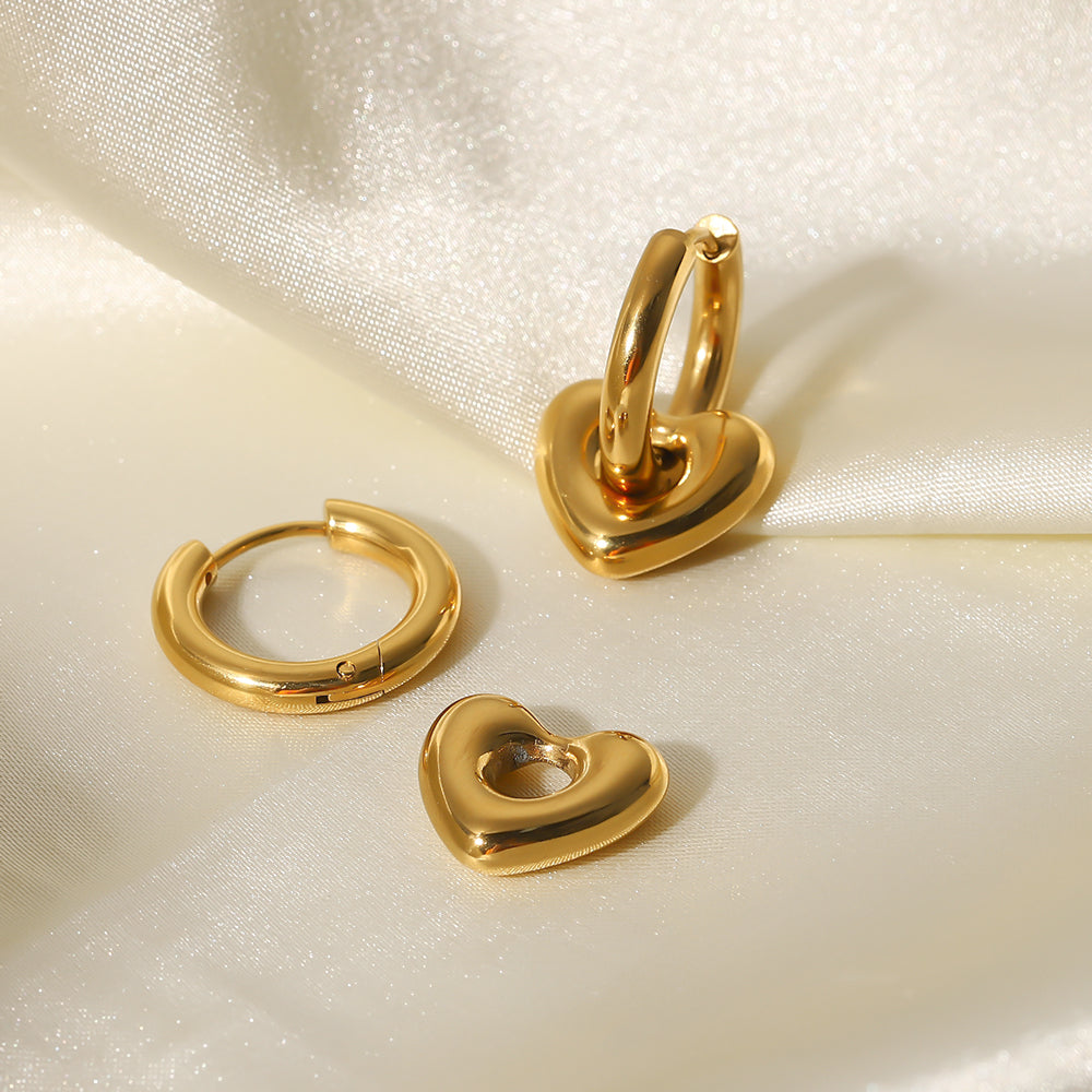 Elra Heart Hoop Premium Earrings - 18K Gold Plated