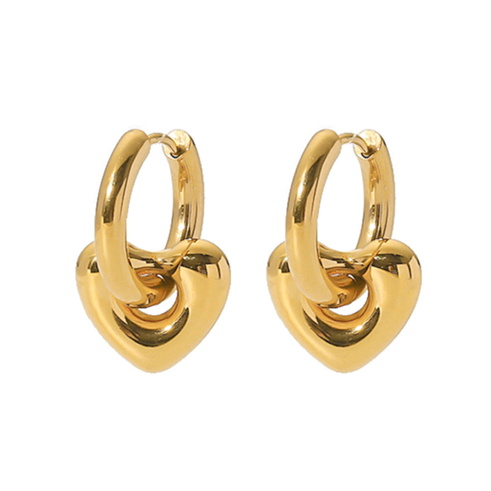Elra Heart Hoop Premium Earrings - 18K Gold Plated