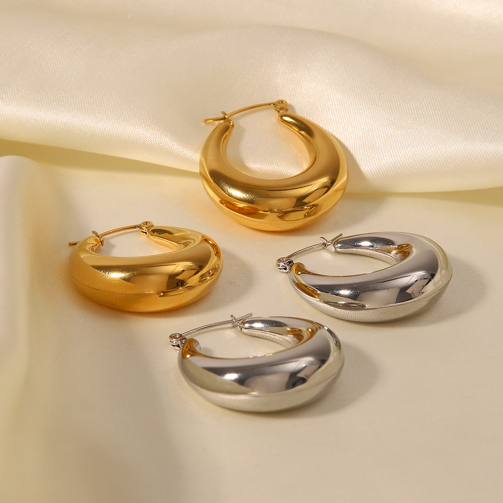 Moon Hoops Premium Earrings - 18K Gold Plated