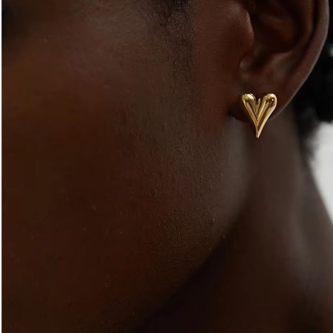 Heart Hoops & Stud Premium Earrings - 18K Gold Plated