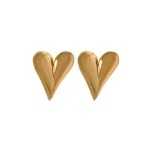 Heart Hoops & Stud Premium Earrings - 18K Gold Plated