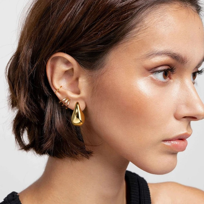 Gold Drop Designer Premium Earrings - 18K Gold Plated