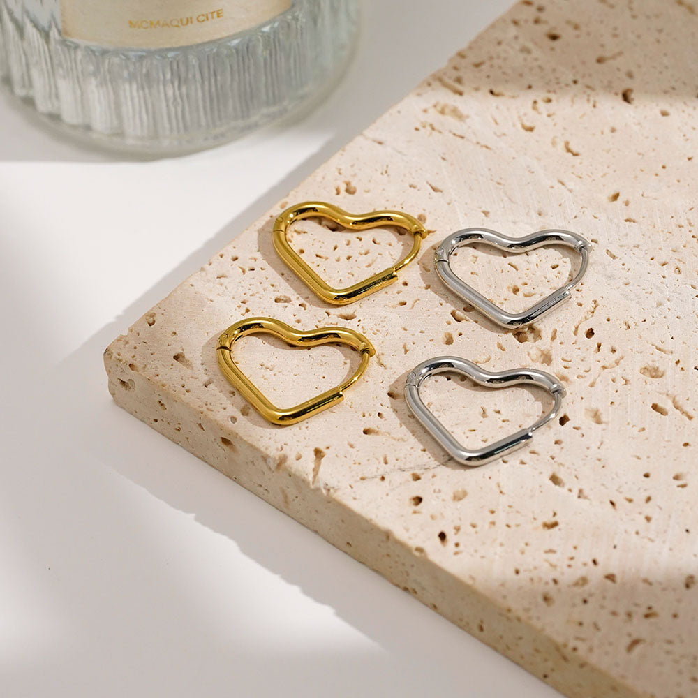 Gilded Heart Hoop Designer Premium Earrings - 18K Gold Plated