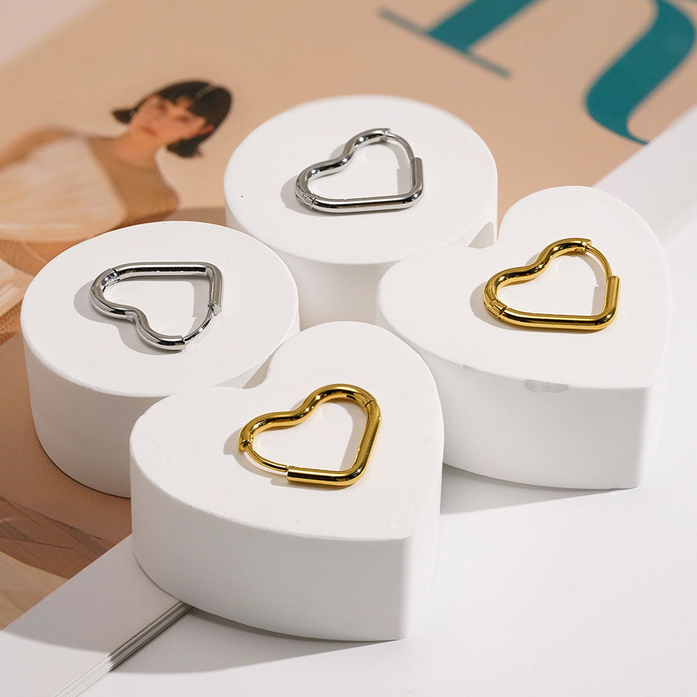 Gilded Heart Hoop Designer Premium Earrings - 18K Gold Plated