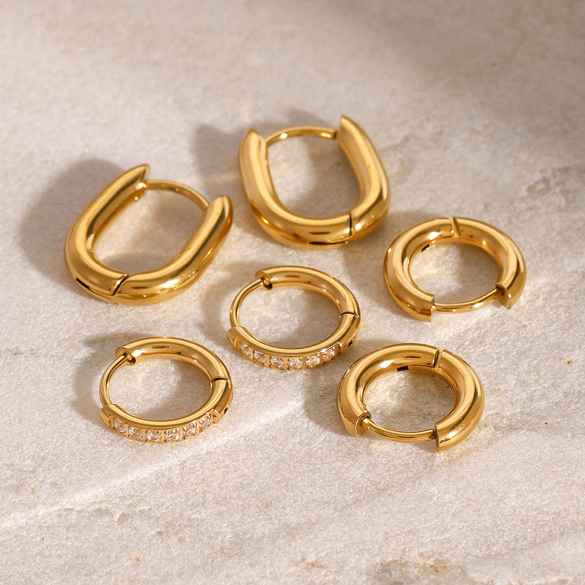 Teya Classic Hoops Set Premium Earrings - 18K Gold Plated