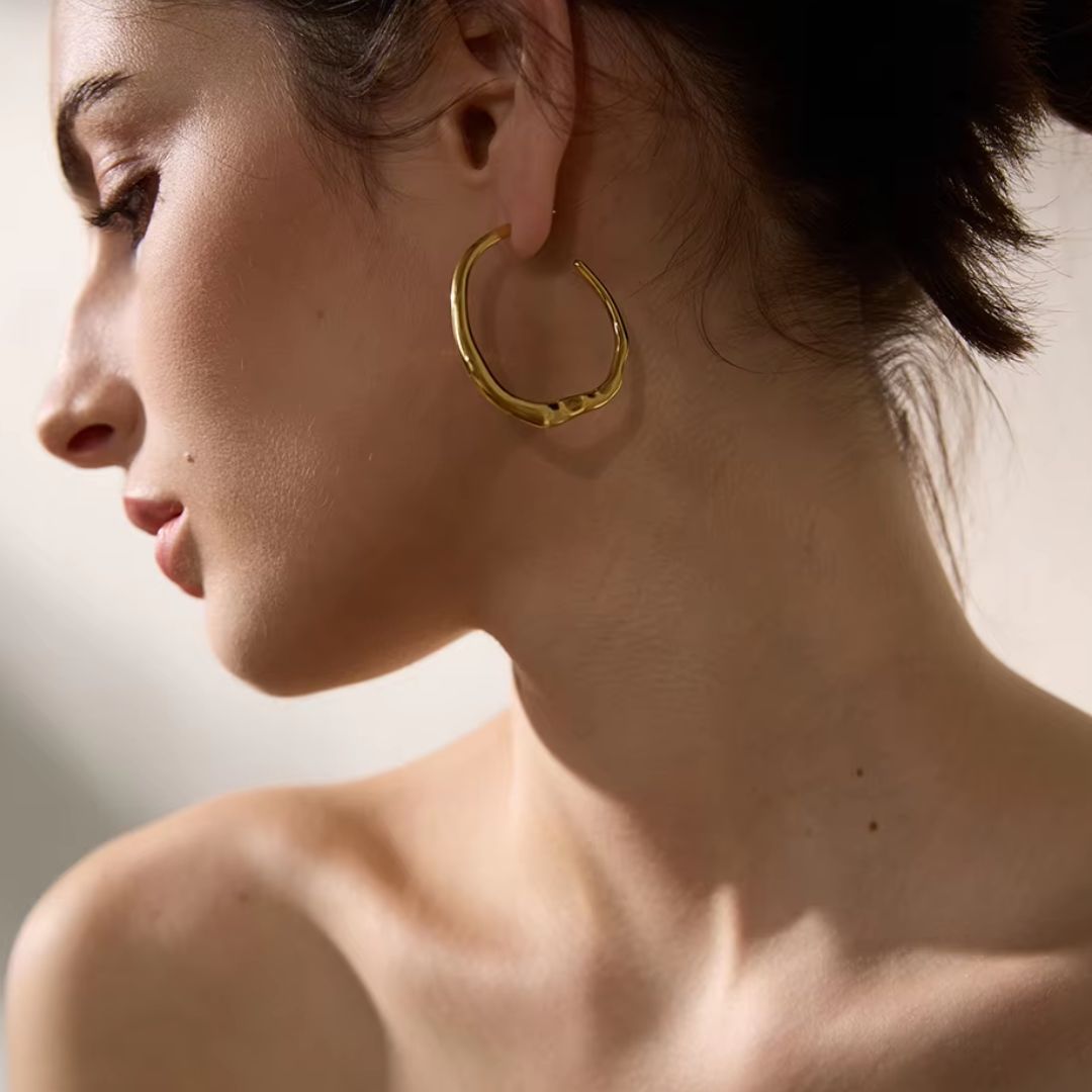 Sky Irregular Hoop Premium Earrings - 18K Gold Plated