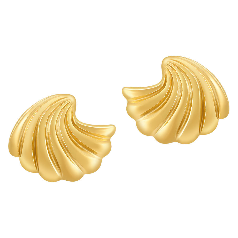 Oceans Echo Designer Stud Premium Earrings - 18K Gold Plated