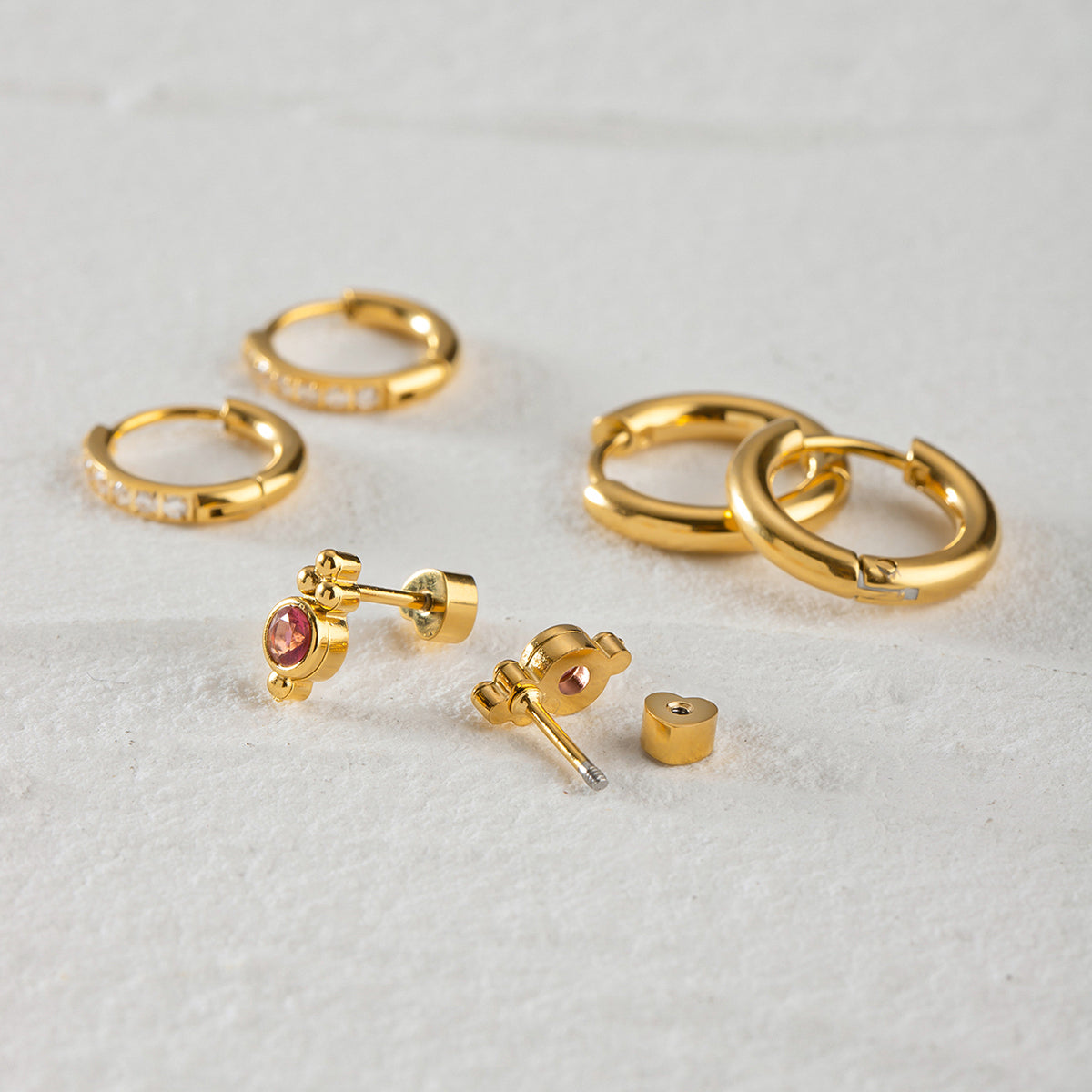 Nomi Classic Hoops Set Premium Earrings - 18K Gold Plated