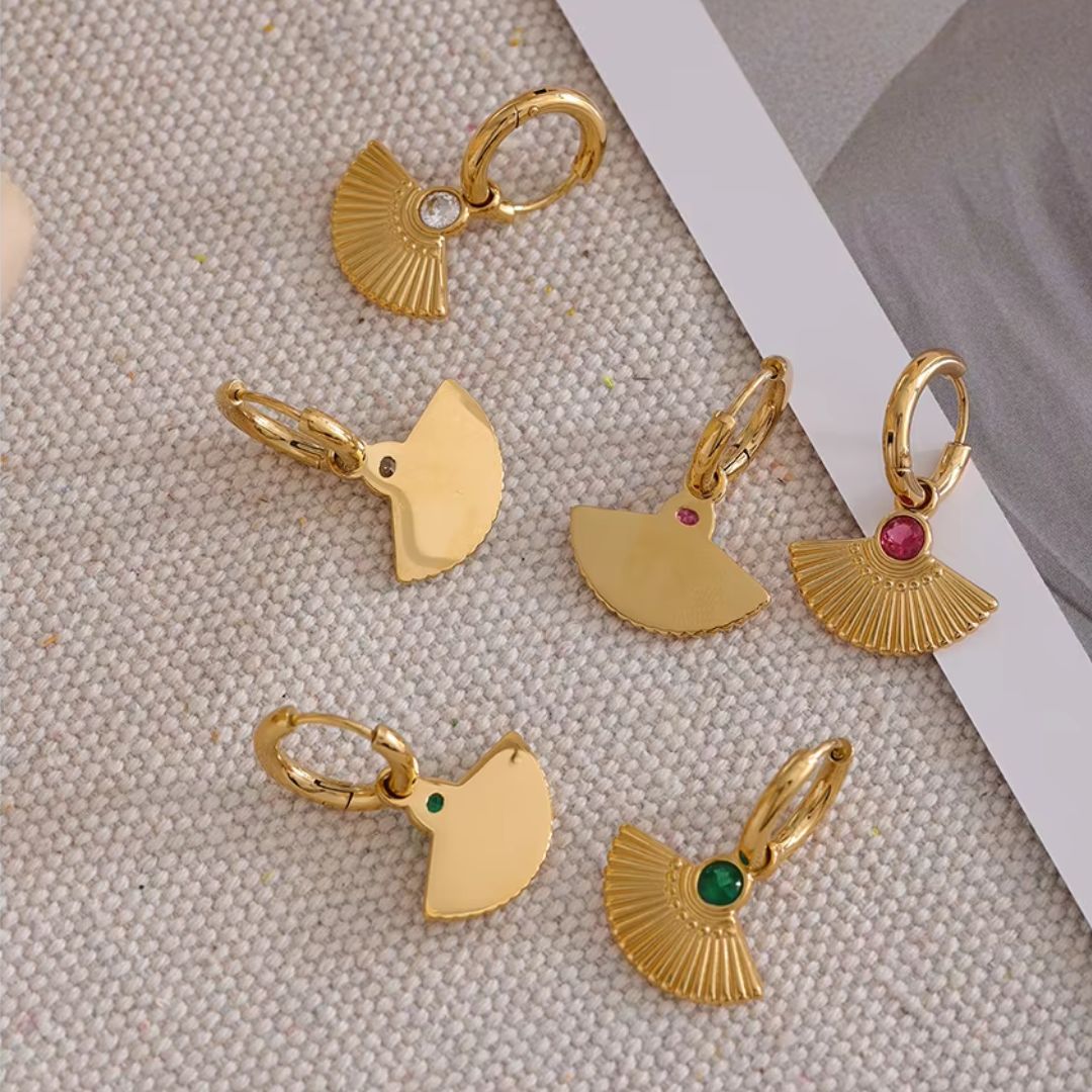Fan Huggie Premium Earrings - 18K Gold Plated