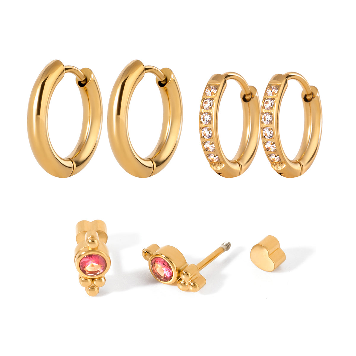 Nomi Classic Hoops Set Premium Earrings - 18K Gold Plated
