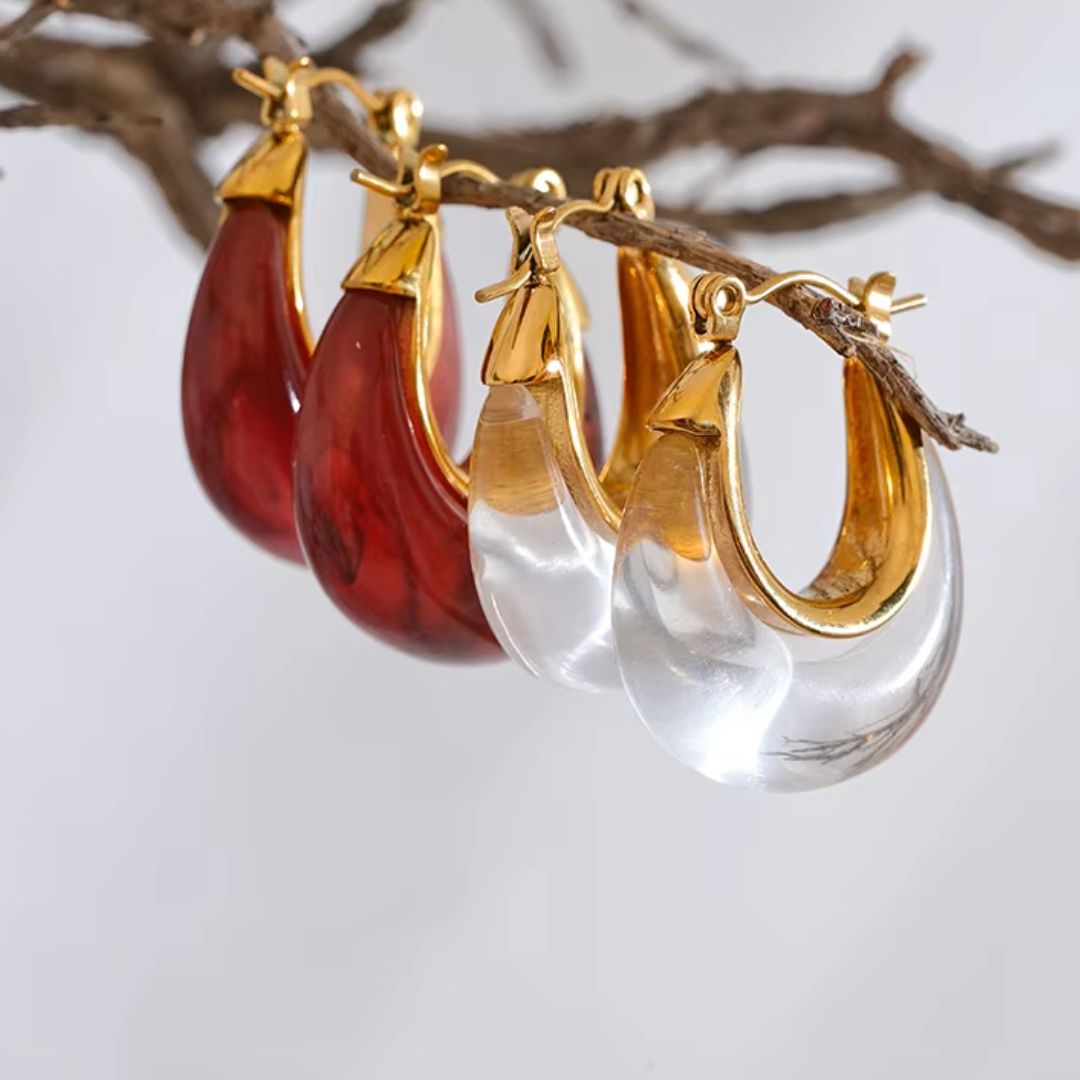Adding Colour Hoop Premium Earrings - 18K Gold Plated