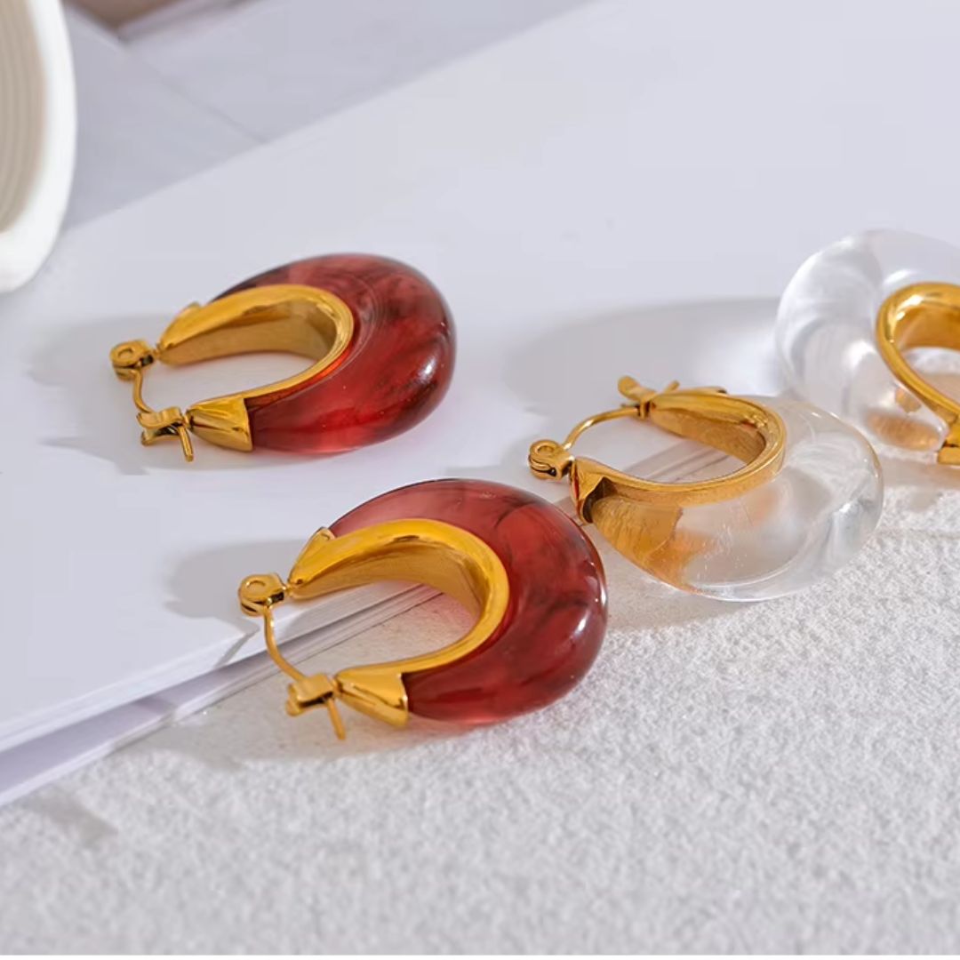 Adding Colour Hoop Premium Earrings - 18K Gold Plated