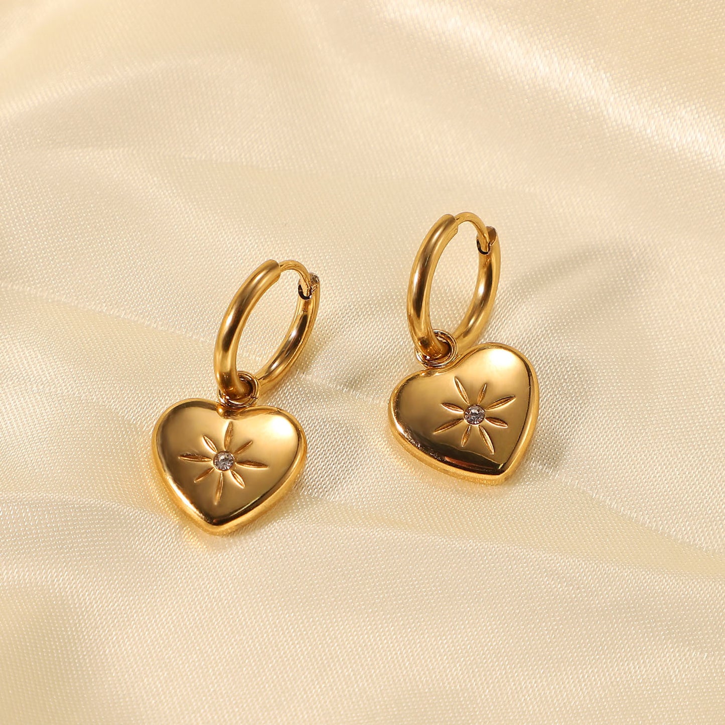 True North Heart Hoop Premium Earrings - 18K Gold Plated