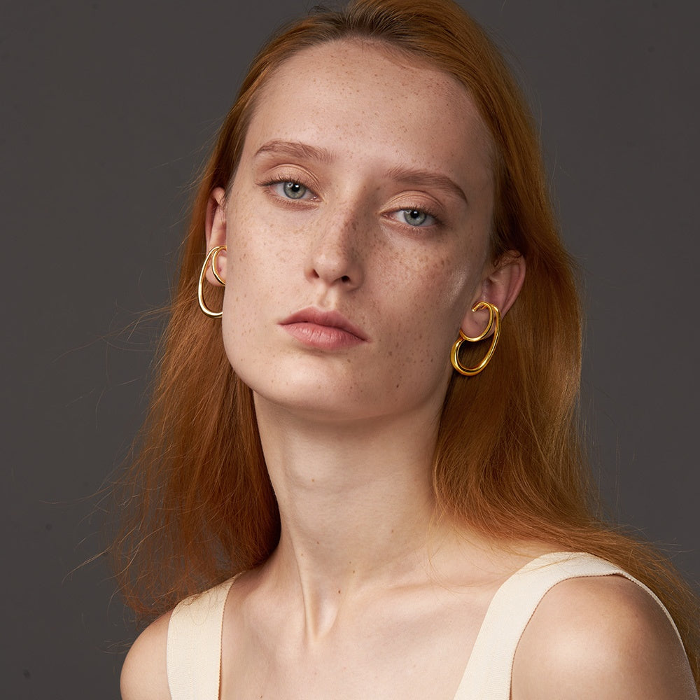 Callavine Designer Premium Brass Earrings - 18K Gold Plated