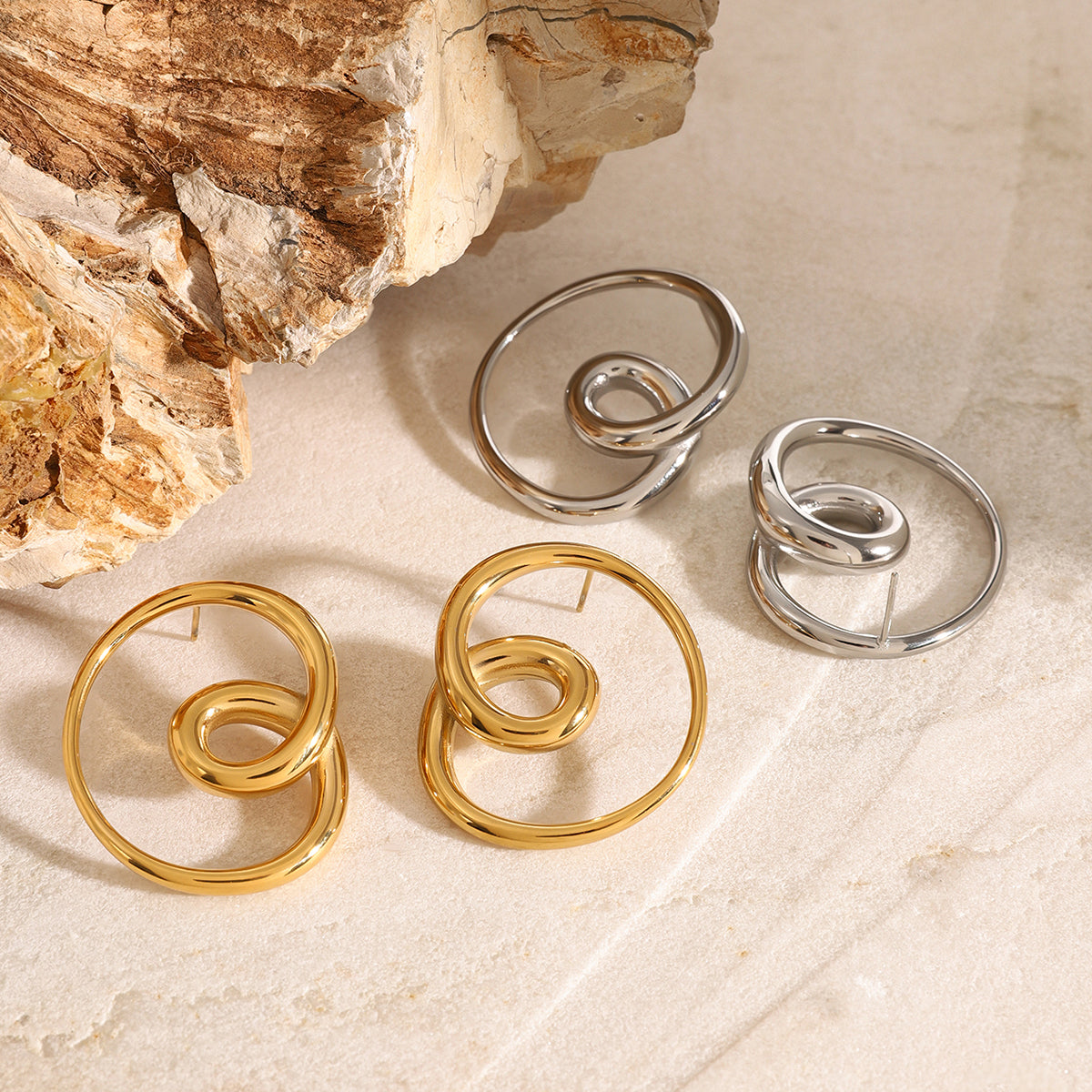 Anya geometric Premium Earrings - 18K Gold Plated