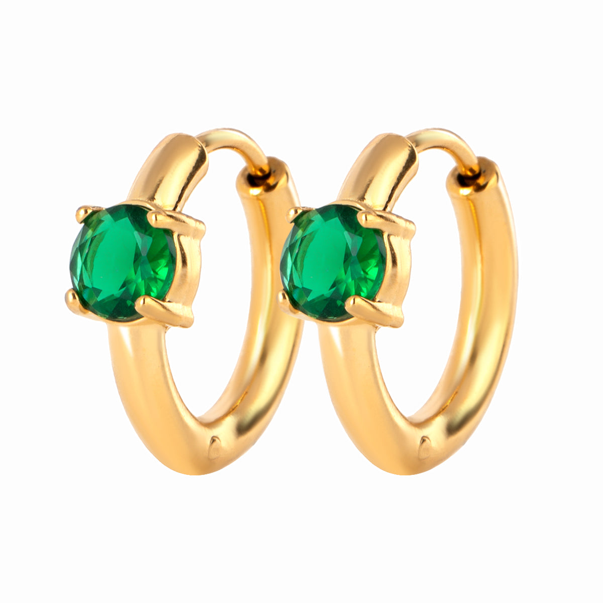 Green Classic Hoops Set Premium Earrings - 18K Gold Plated
