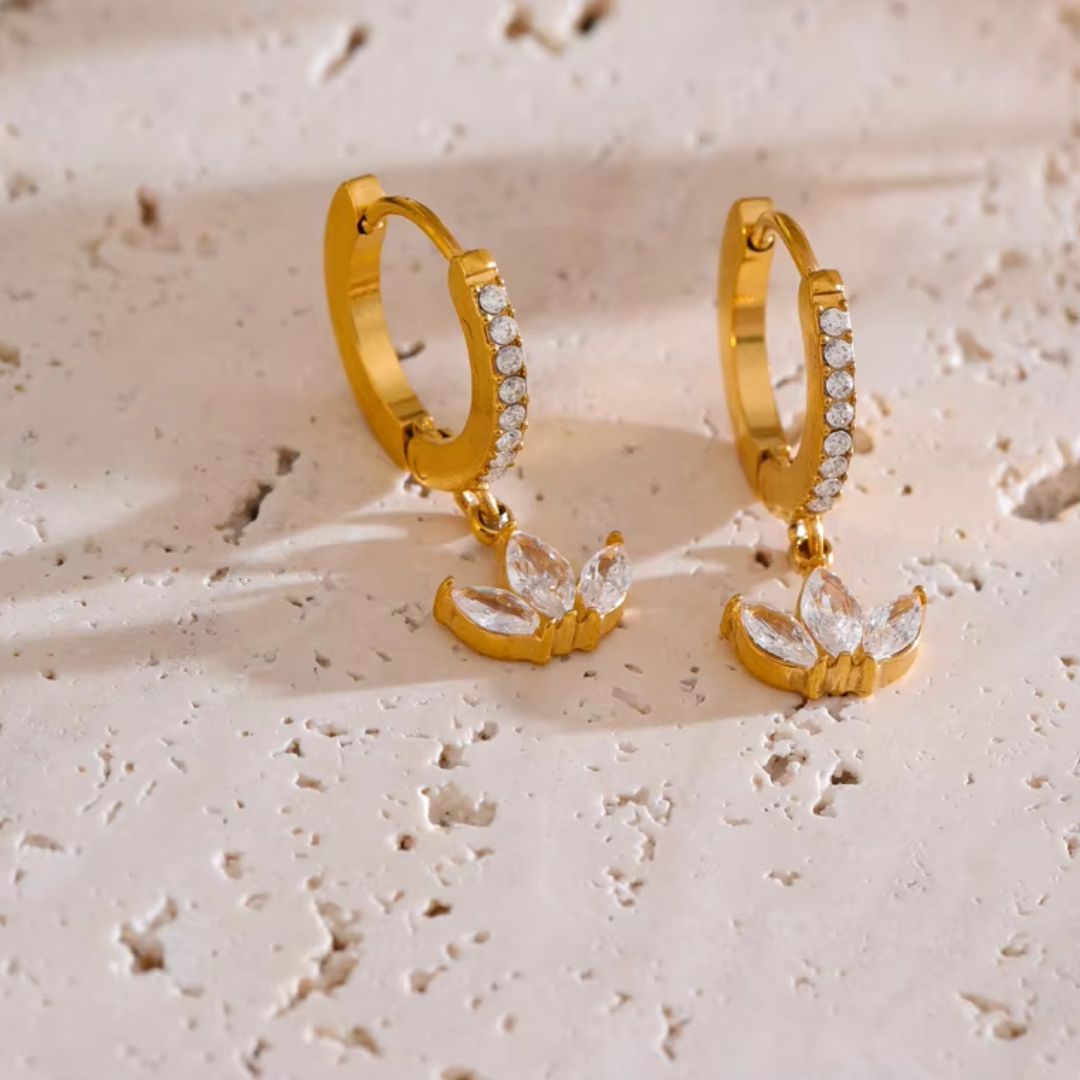 Lotus Huggie Premium Earrings - 18K Gold Plated