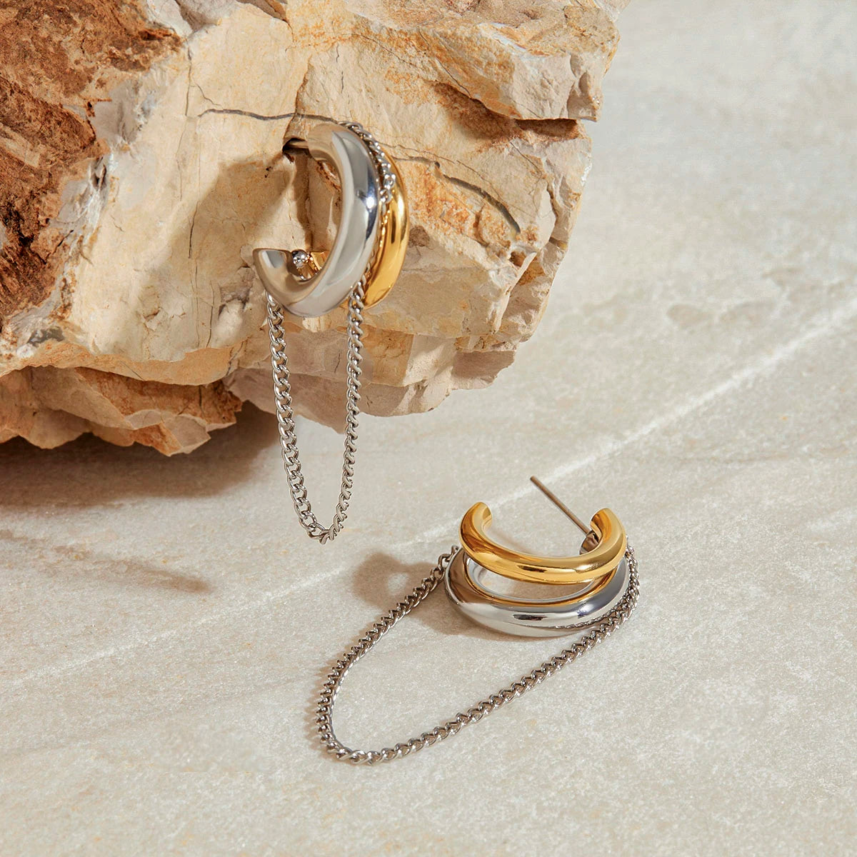 Niva Chain Premium Earrings - 18K Gold Plated