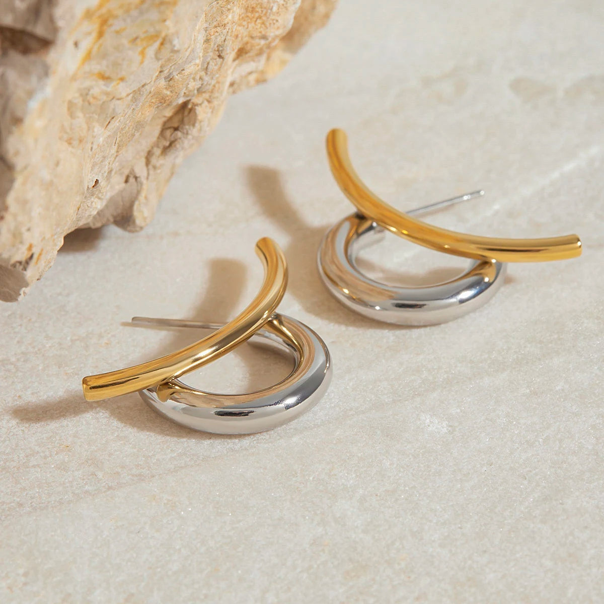 Zora Geometric Premium Earrings - 18K Gold Plated