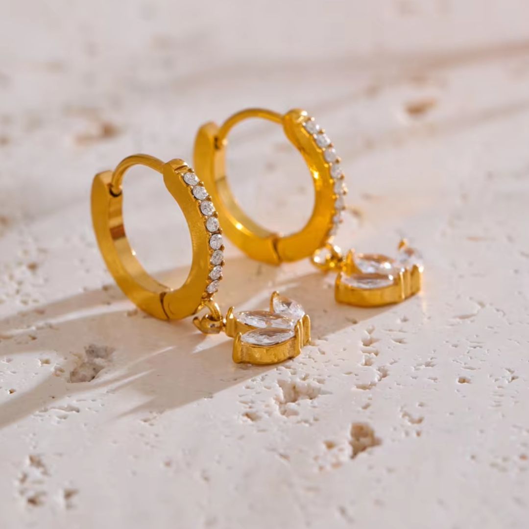 Lotus Huggie Premium Earrings - 18K Gold Plated