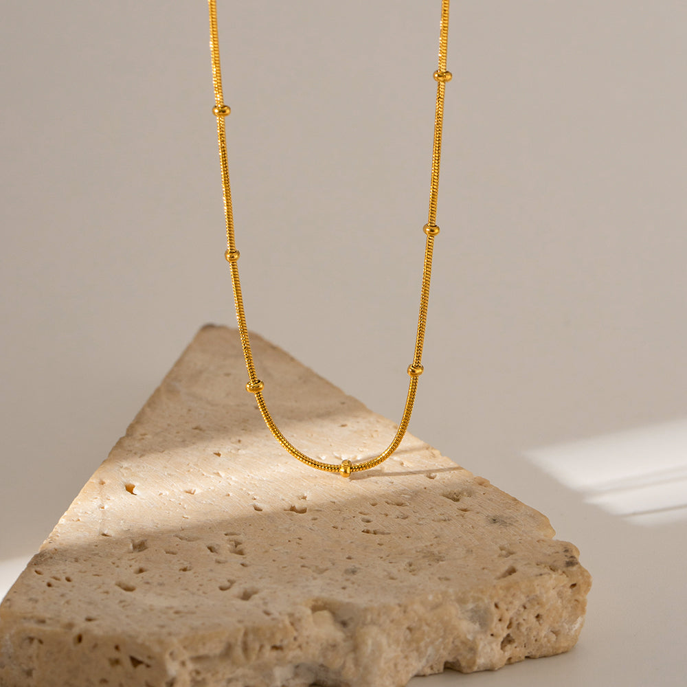 Snake Bead Premium Necklace - 18K Gold Plated