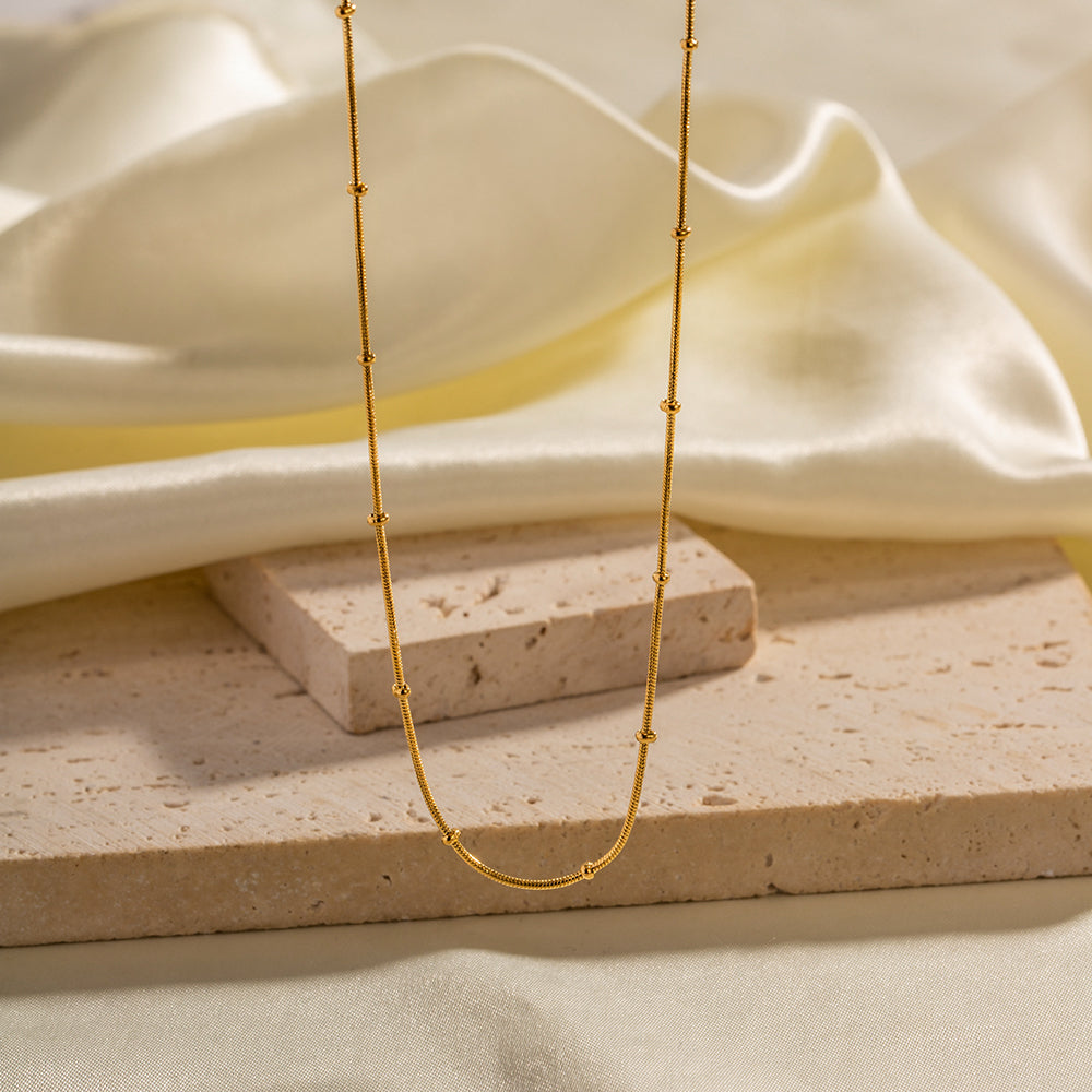Snake Bead Premium Necklace - 18K Gold Plated